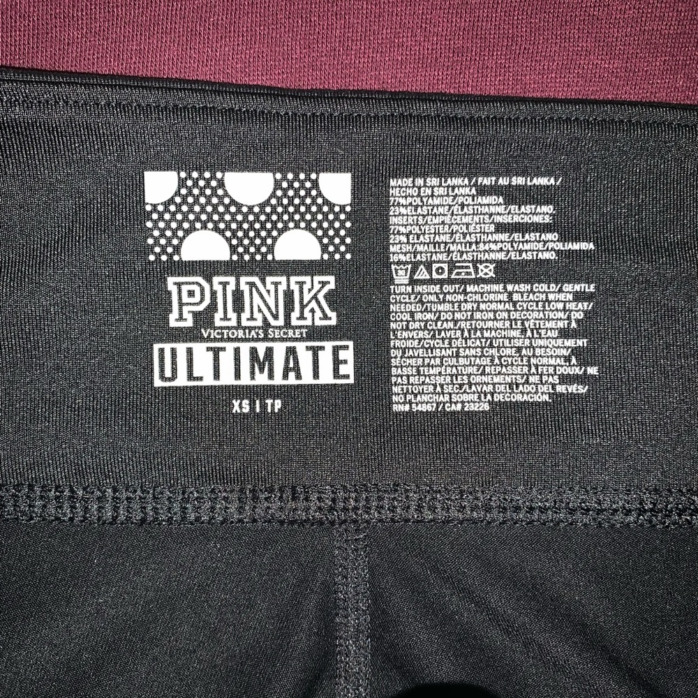 LIKE NEW XS VS PINK maroon/black Ultimate leggings - Picture 3 of 4